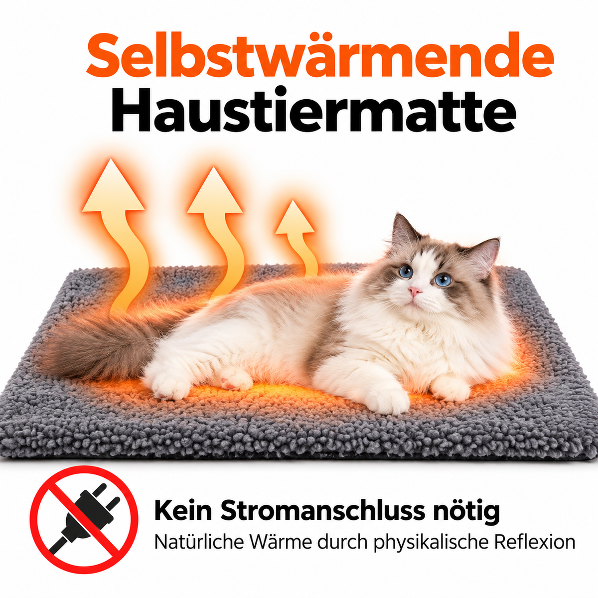 Katze auf der selbstwärmenden Matte LIKIRI